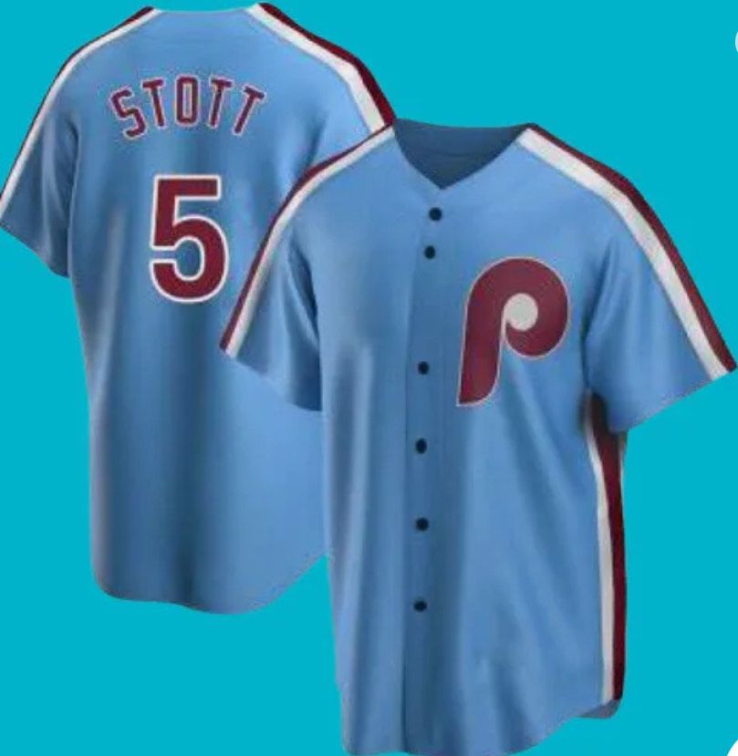 2024 MLB Men Philadelphia Phillies #5 Stott Nike light blue Home Limited Player Jersey-0